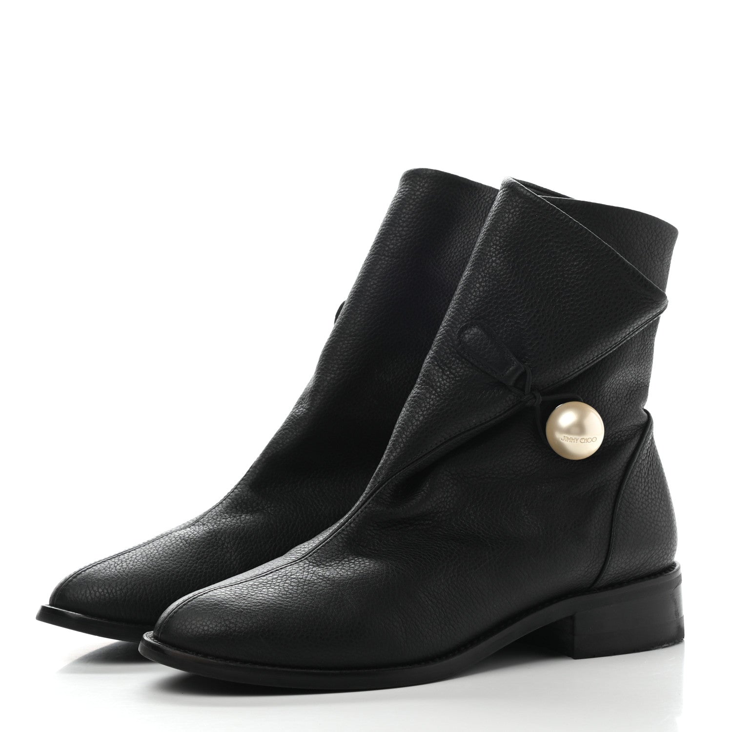 Jimmy Choo Grainy Calfskin Beatrice Flat Boots 38 Black 3 of 7