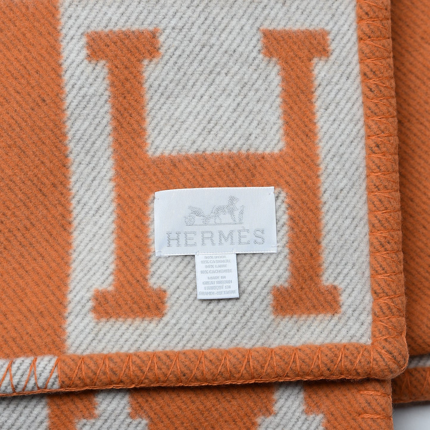 Wool Cashmere Signature Classic Avalon Blanket Ecru Potiron