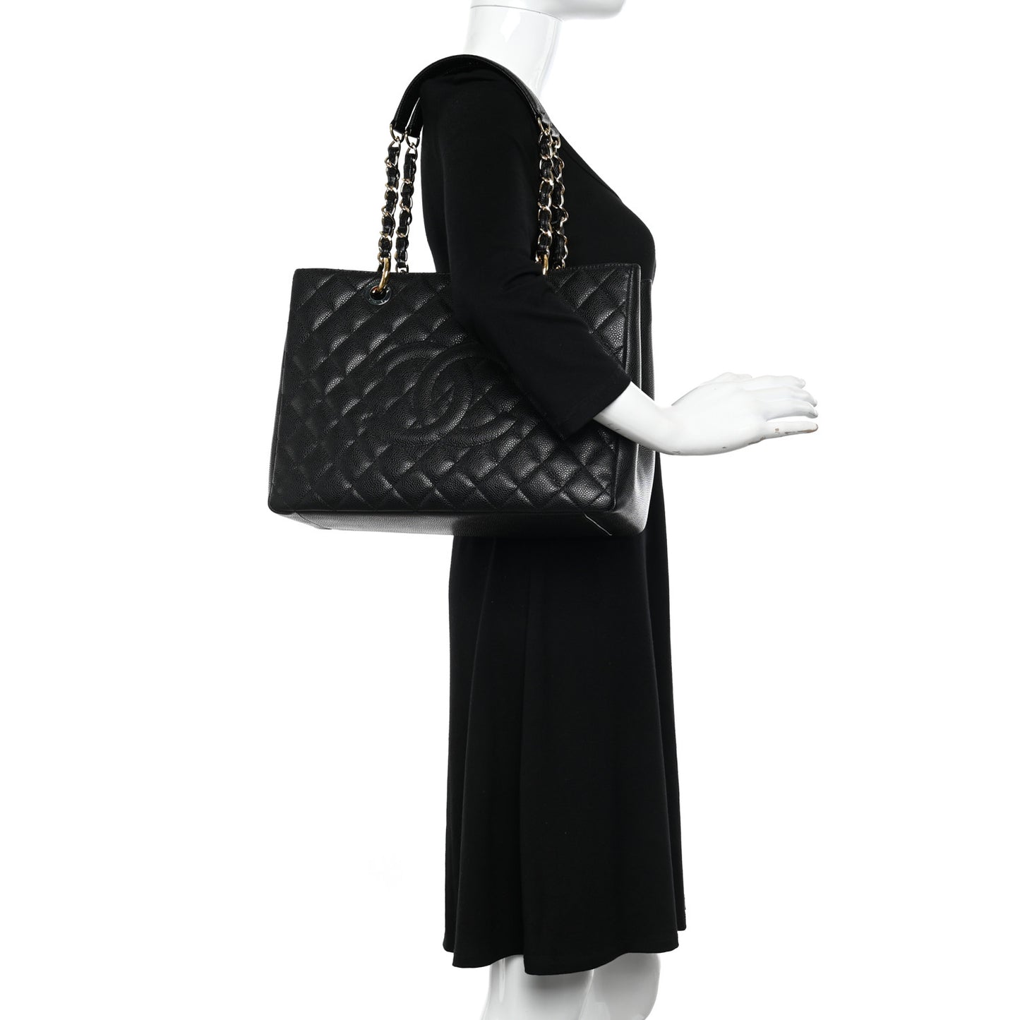 Caviar Quilted Grand Shopping Tote GST Black