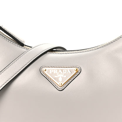 Prada Soft Calfskin Arque Shoulder Bag Granito 7 of 9