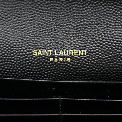 Saint Laurent Grain De Poudre Mixed Matelasse Triquilt Monogram Chain Wallet Black 7 of 11