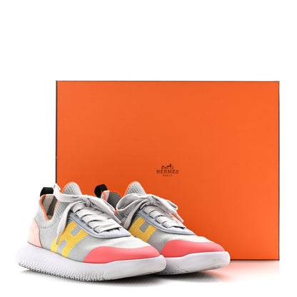Hermes Knit Suede Goatskin Womens Crew Sneakers 36.5 Multicolor Gris Orange 12 of 12
