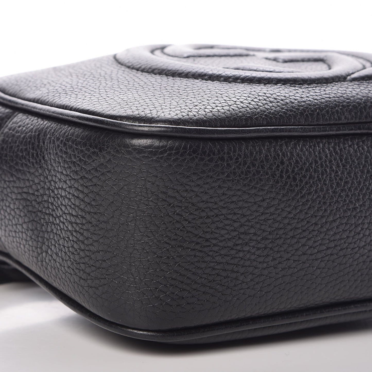 Pebbled Calfskin Small Soho Disco Bag Black