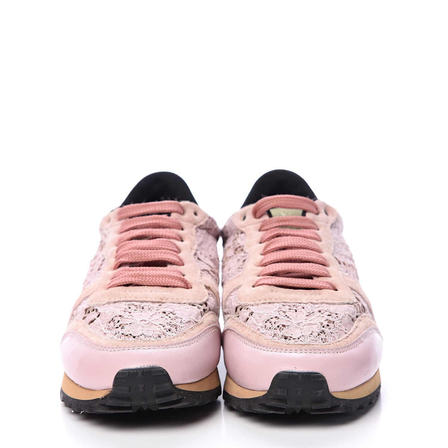 Valentino Garavani Macrame Lace Suede Womens Rockrunner Sneakers 36 Water Rose Multicolor 2 of 12