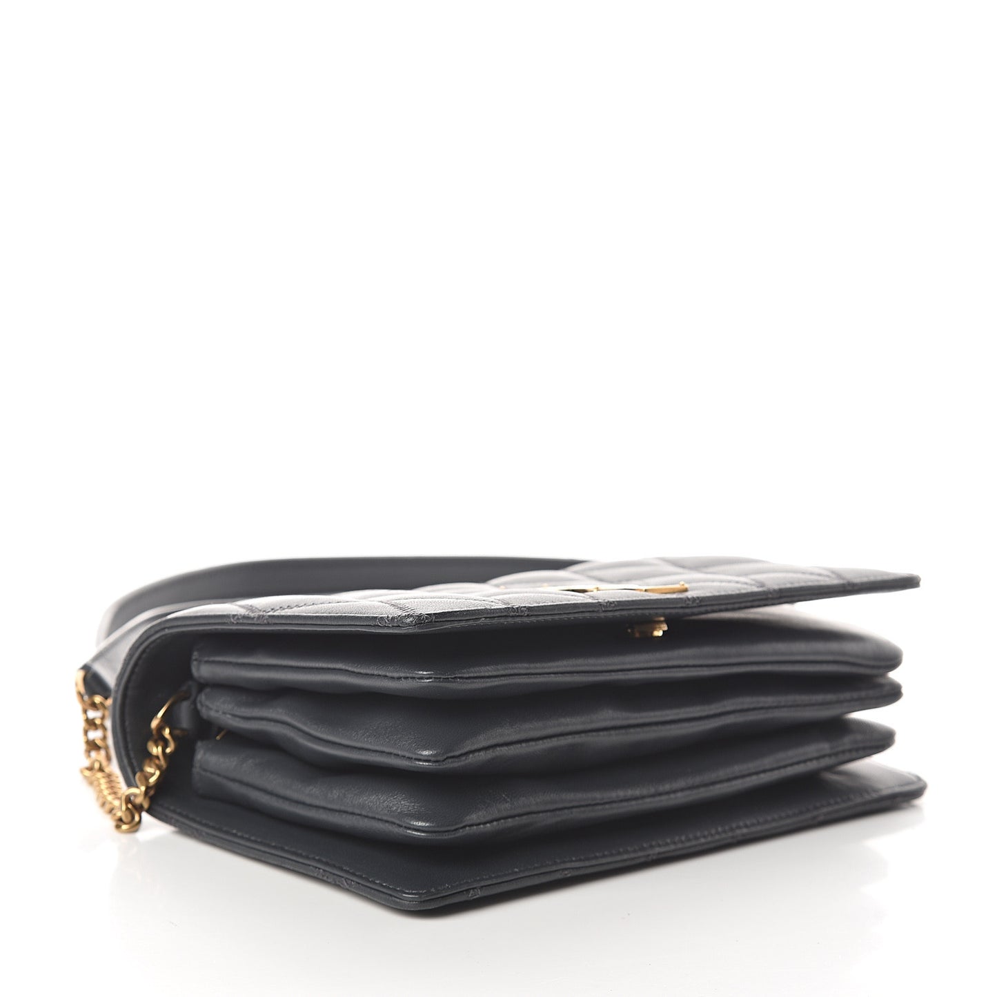 Lambskin Diamond Quilted Monogram Angie Chain Bag Dark Smog
