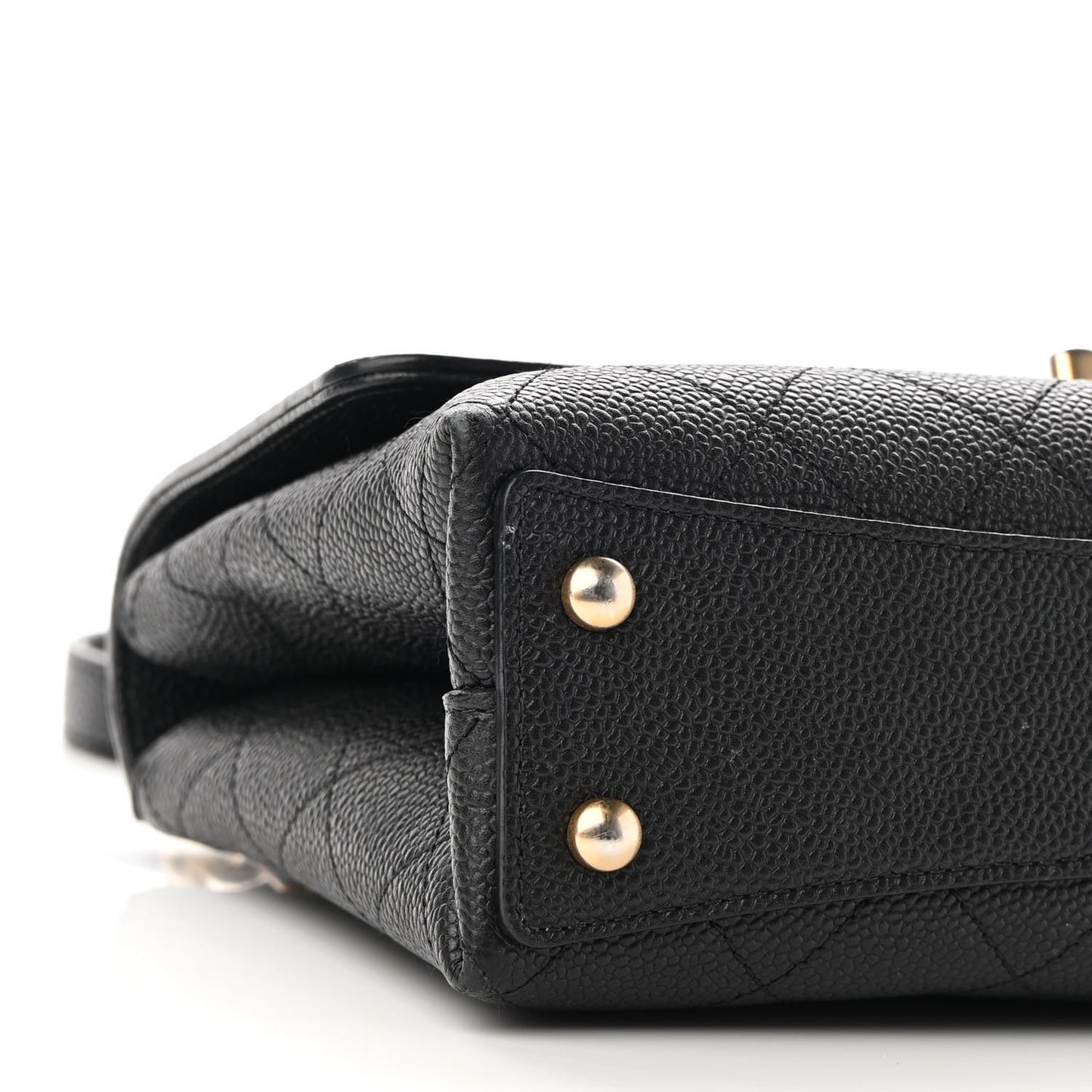 Grained Calfskin Small Stitched Flap Black