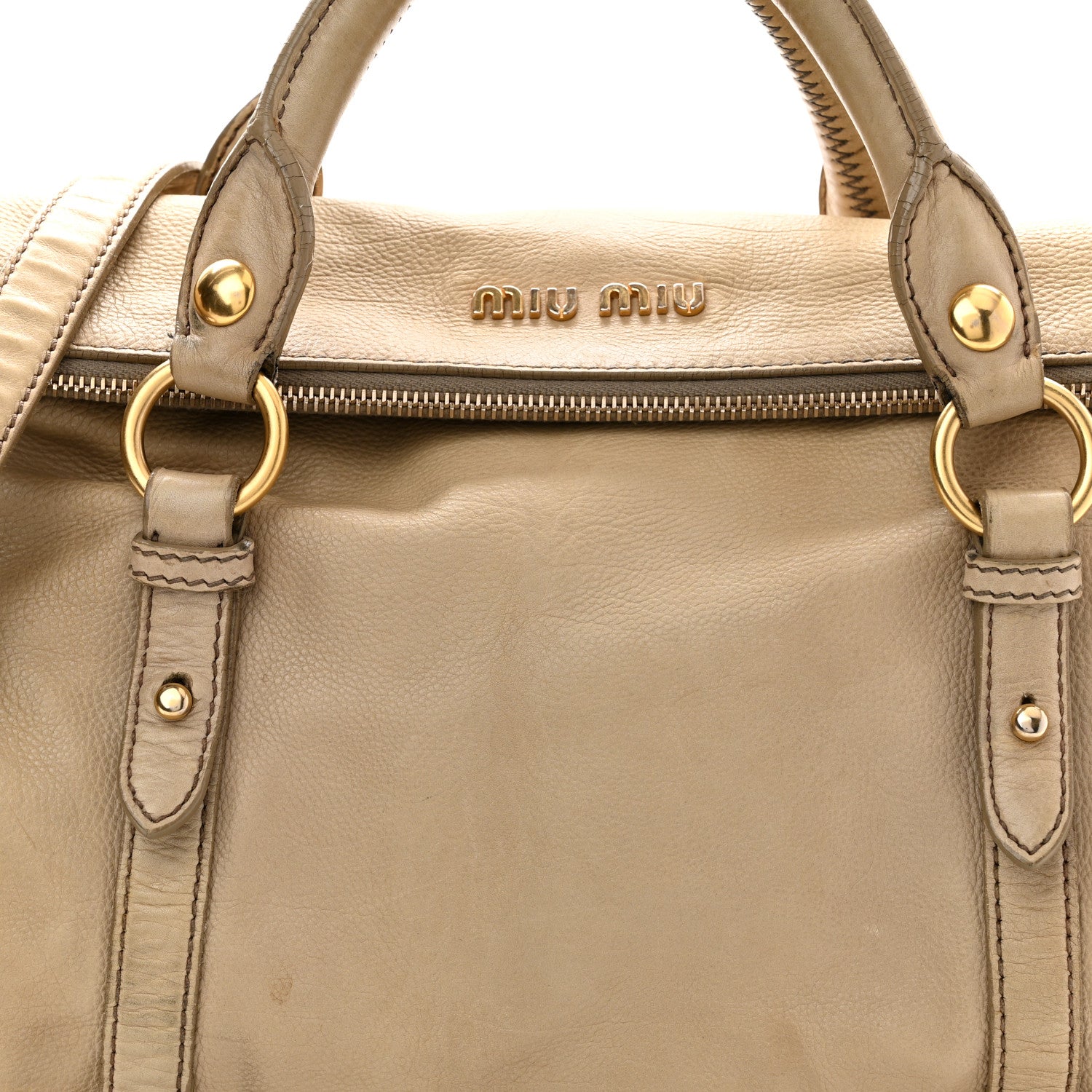 Miu Miu Vitello Lux Bow Bag Beige 9 of 14