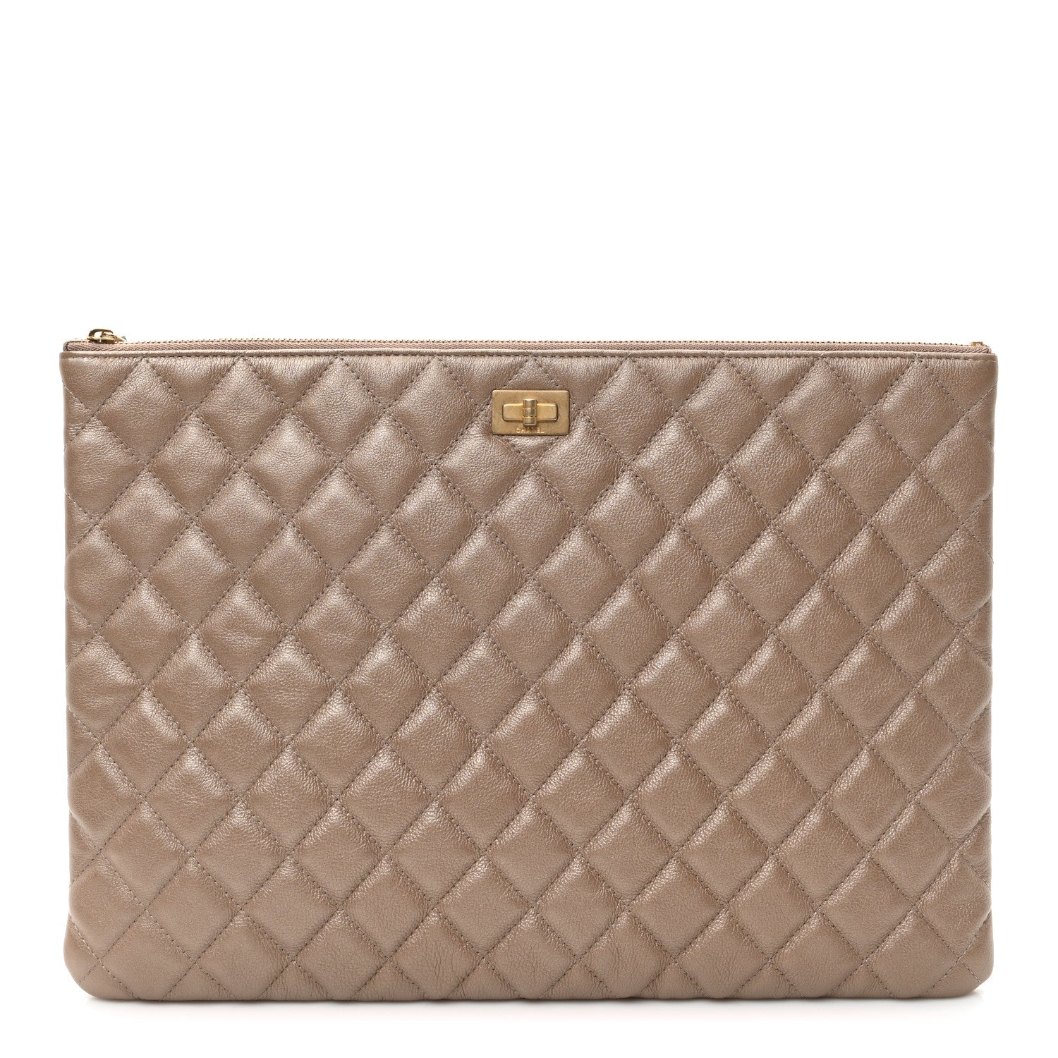 Chanel Iridescent Lambskin Quilted Medium Cosmetic Case Ivory 1 of 7