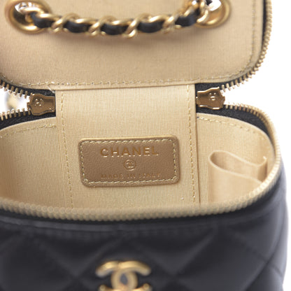 Chanel Lambskin Quilted Mini Pearl Crush Vanity Case With Chain Black 6 of 11