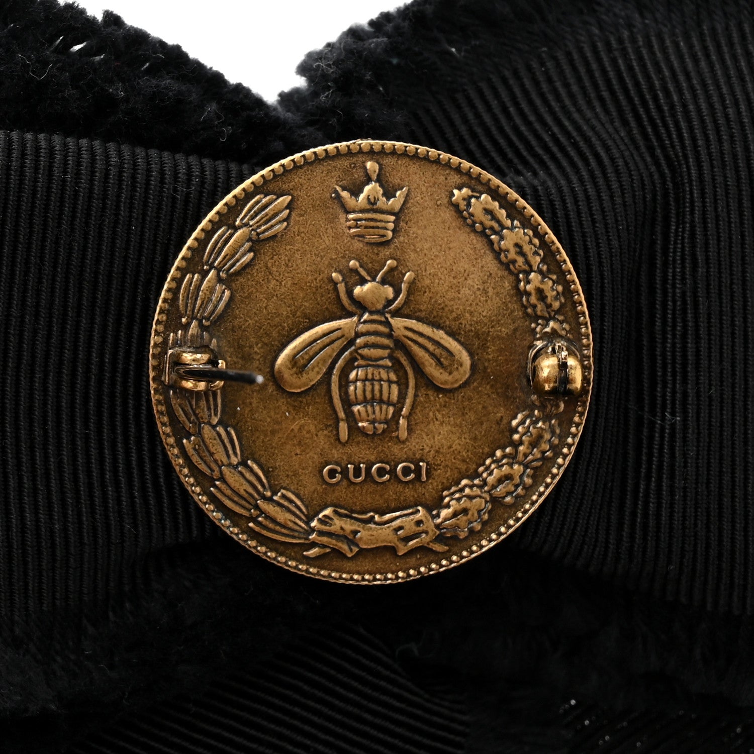 Gucci Grosgrain Crystal Bow Brooch Black 4 of 5