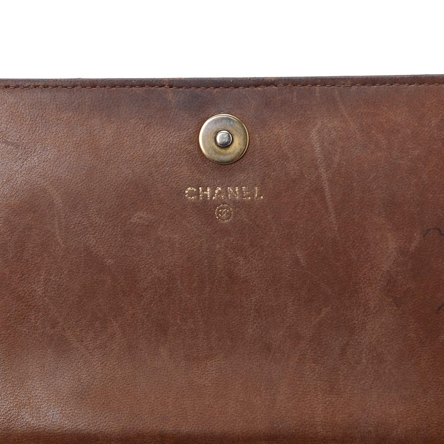 Patent Calfskin Quilted Boy Wallet On Chain WOC Brown