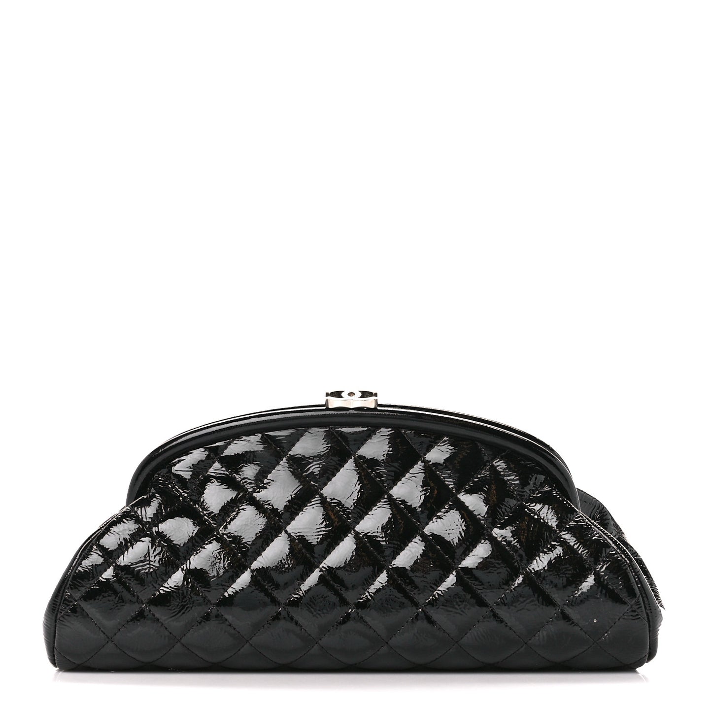 Distressed Patent Quilted Timeless Clutch Black