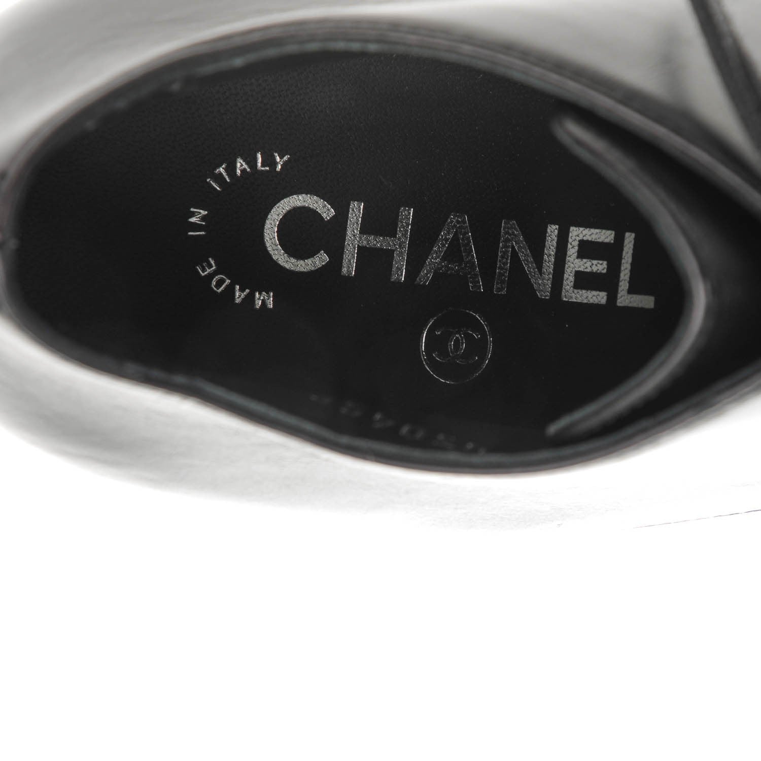 Chanel Lambskin Pearl Lace Up Booties 38 Black 8 of 9