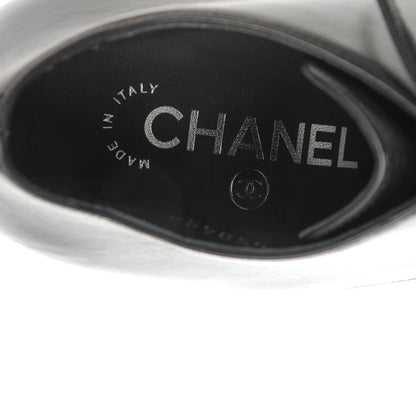 Chanel Lambskin Pearl Lace Up Booties 38 Black 8 of 9