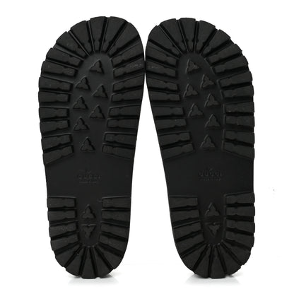 Gucci Rubber Web Mens Lug Sole Slide Sandals 6 Black Green Red 6 of 9