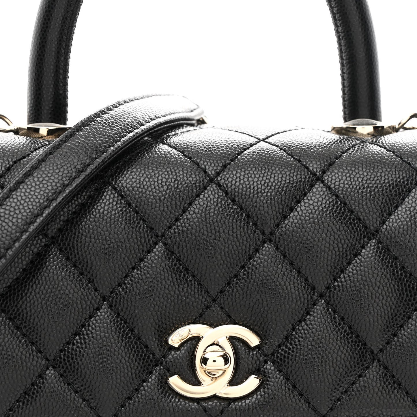 Caviar Quilted Mini Coco Handle Flap Black