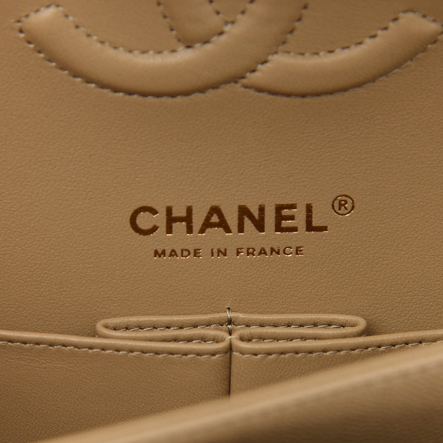 Caviar Quilted Medium Double Flap Dark Beige