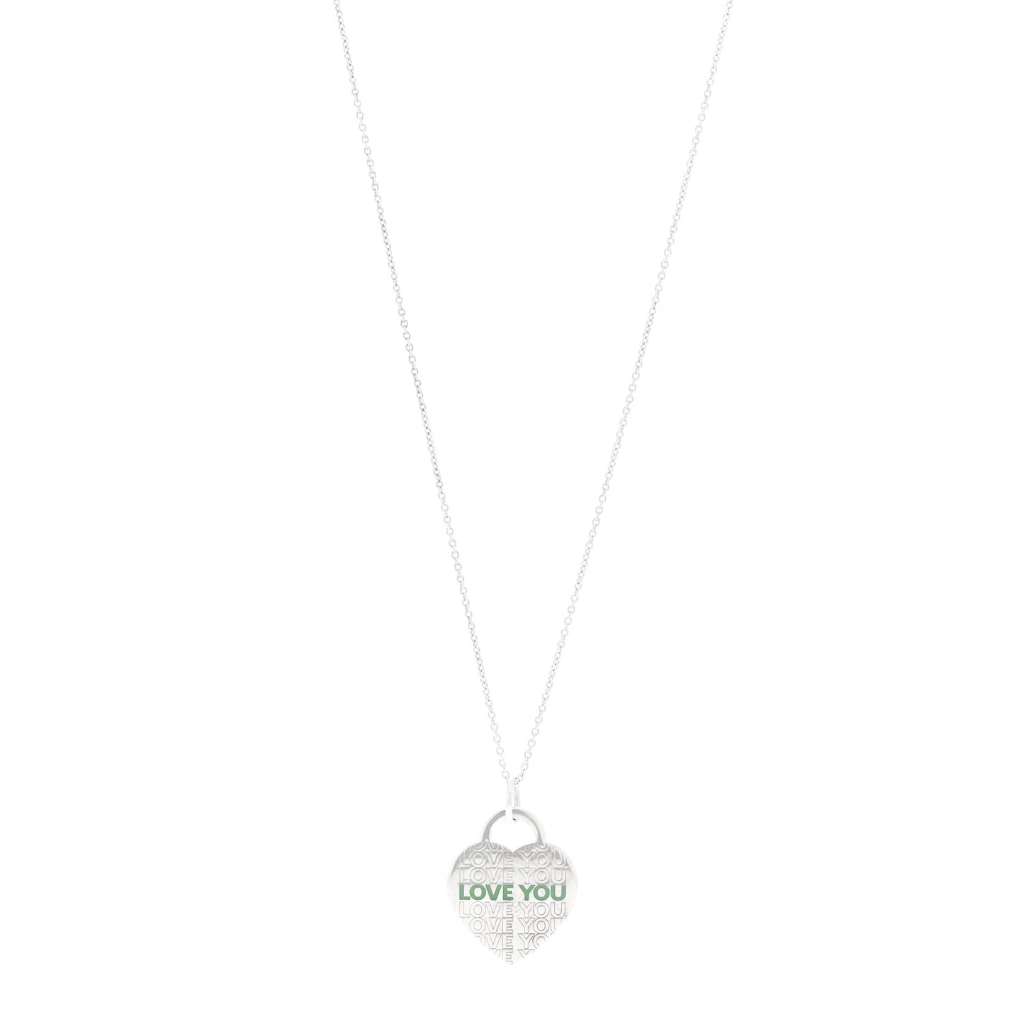 Sterling Silver Enamel LOVE YOU Heart Pendant Necklace Blue