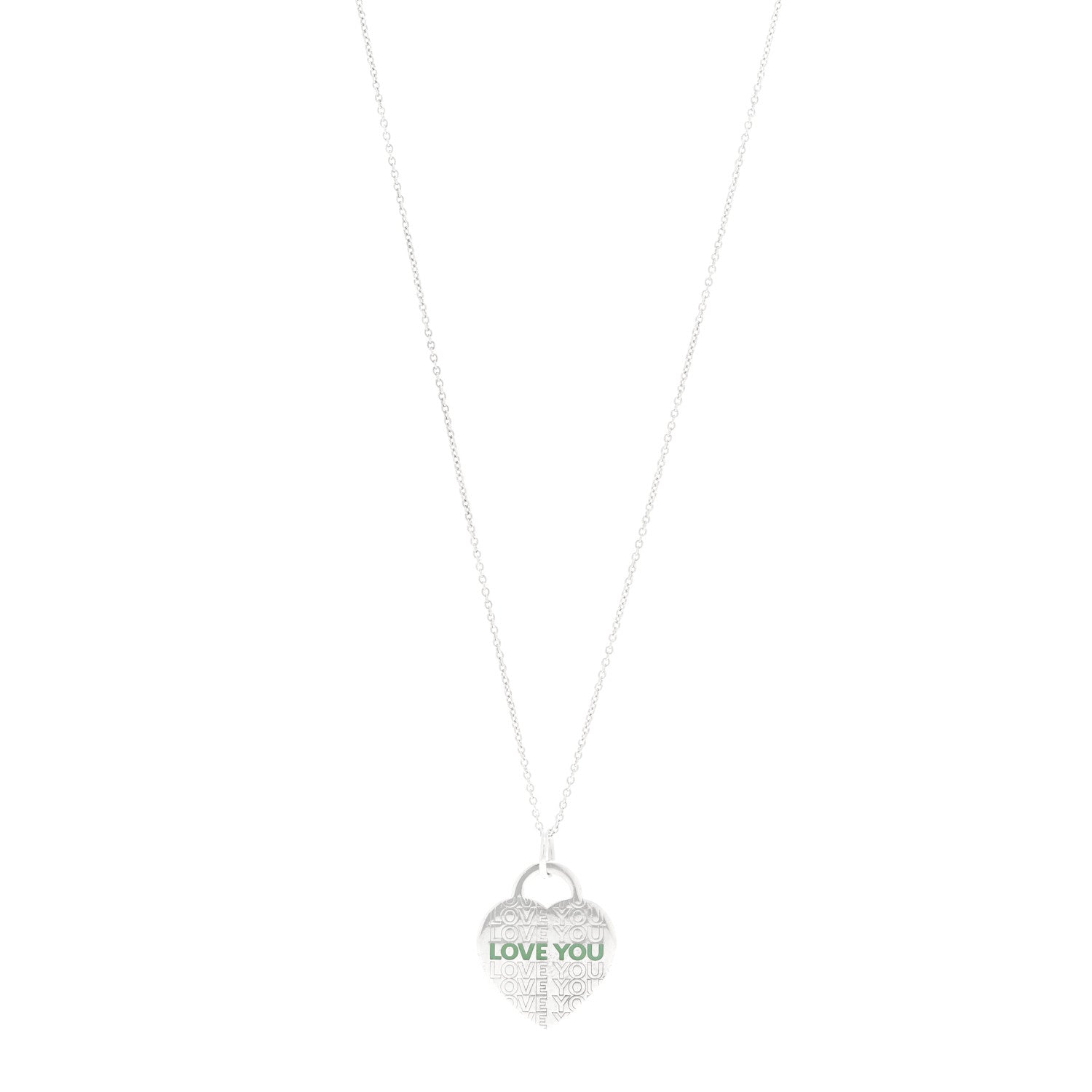 Tiffany Sterling Silver Enamel LOVE YOU Heart Pendant Necklace Blue 1 of 6