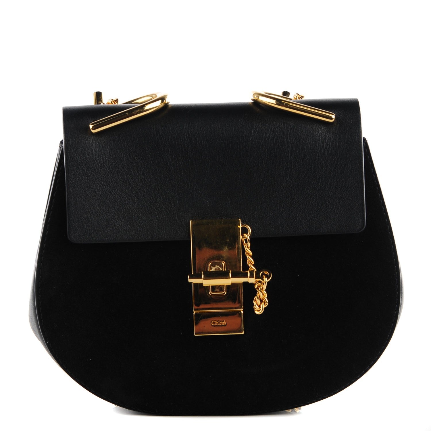 Chloe Suede Calfskin Mini Drew Shoulder Bag Black 1 of 9