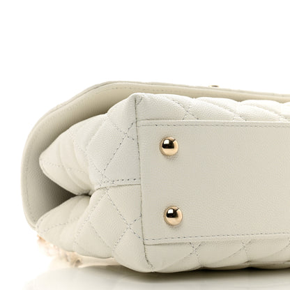 Chanel Caviar Quilted Mini Coco Handle Flap White 9 of 10