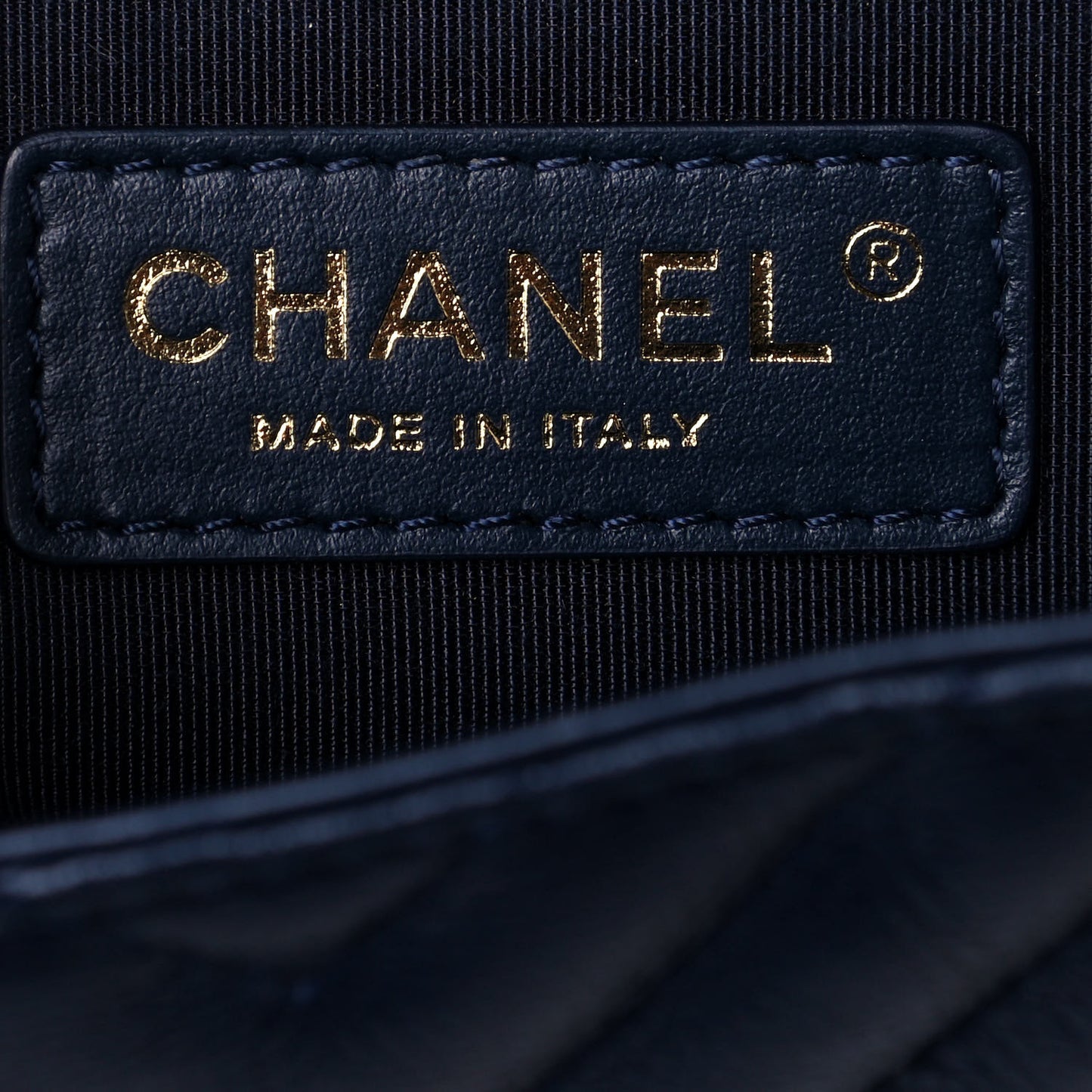 Calfskin Chevron Quilted Messenger Flap Navy