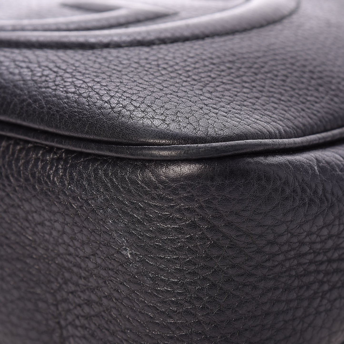 Pebbled Calfskin Small Soho Disco Bag Black