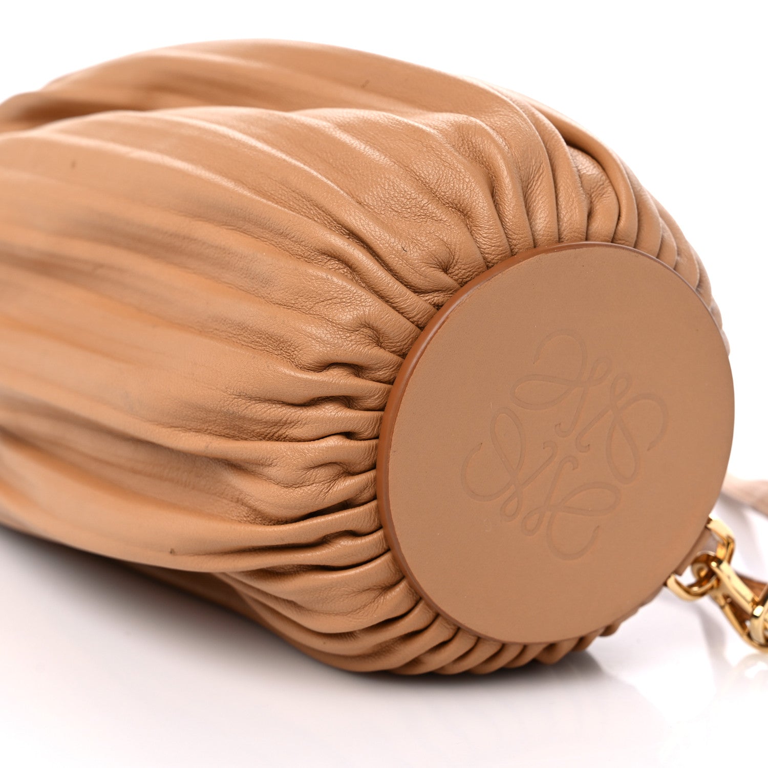 Loewe Lambskin Pleated Bracelet Pouch Shoulder Bag Warm Desert 8 of 11