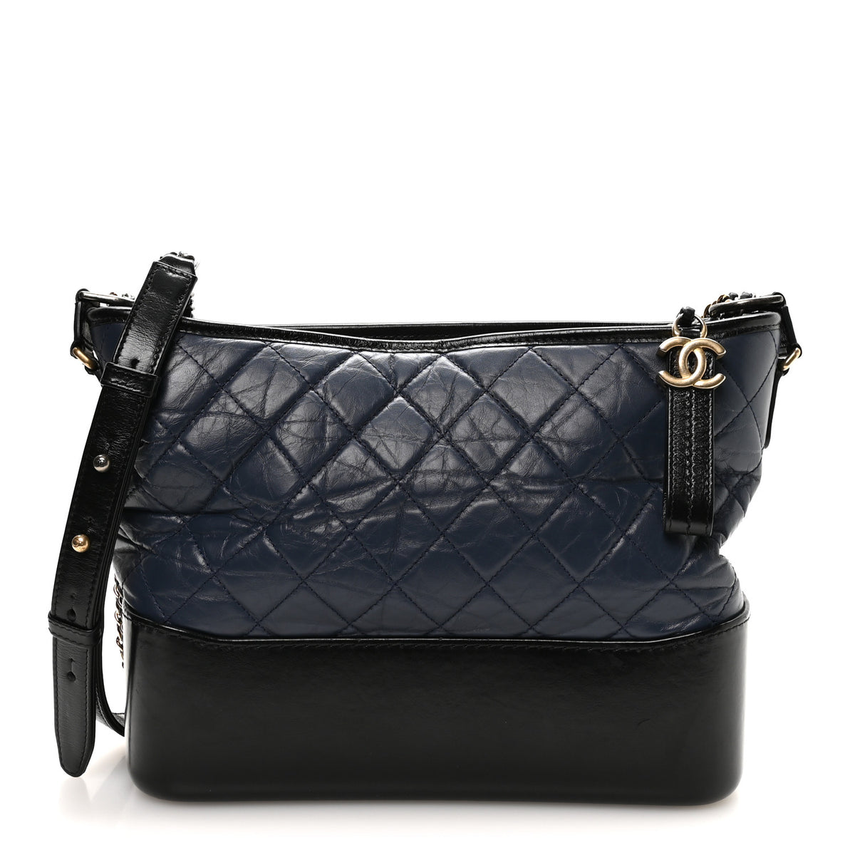 Chanel Aged Calfskin Quilted Medium Gabrielle Hobo Navy Black 1 of 19