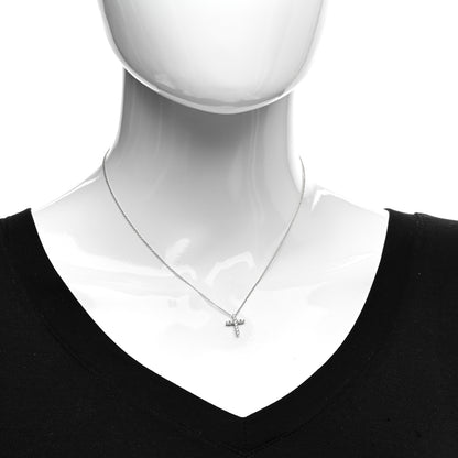 Tiffany Platinum Diamond Mini Cross Pendant Necklace 2 of 5