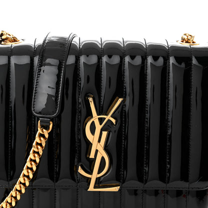 Saint Laurent Patent Matelasse Monogram Large Vicky Chain Bag Black 7 of 13