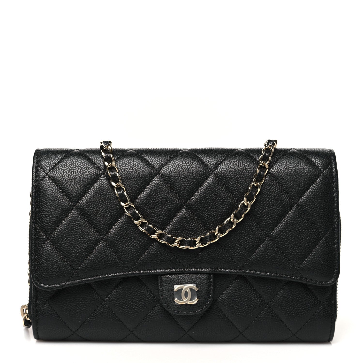 Chanel Caviar Quilted Phone Holder Wallet on Removable Chain Black 1 of 12