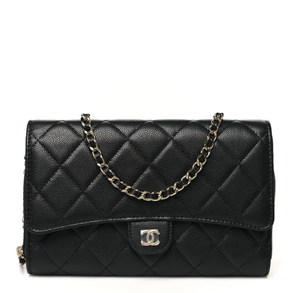 Chanel Caviar Quilted Phone Holder Wallet on Removable Chain Black 1 of 12