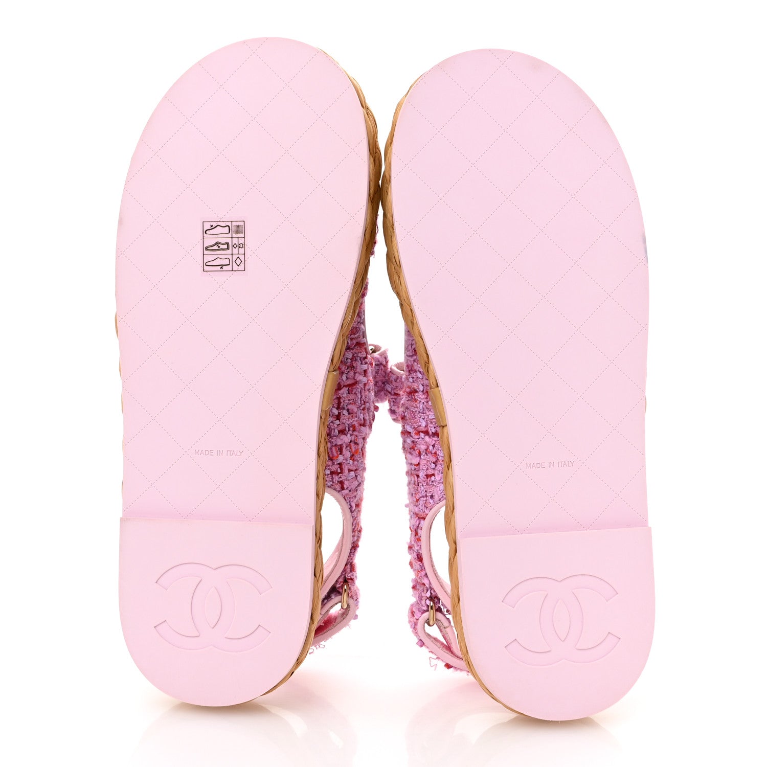 Chanel Tweed Patent Calfskin Velcro Dad Sandals 41 Light Purple Pink Red 6 of 9