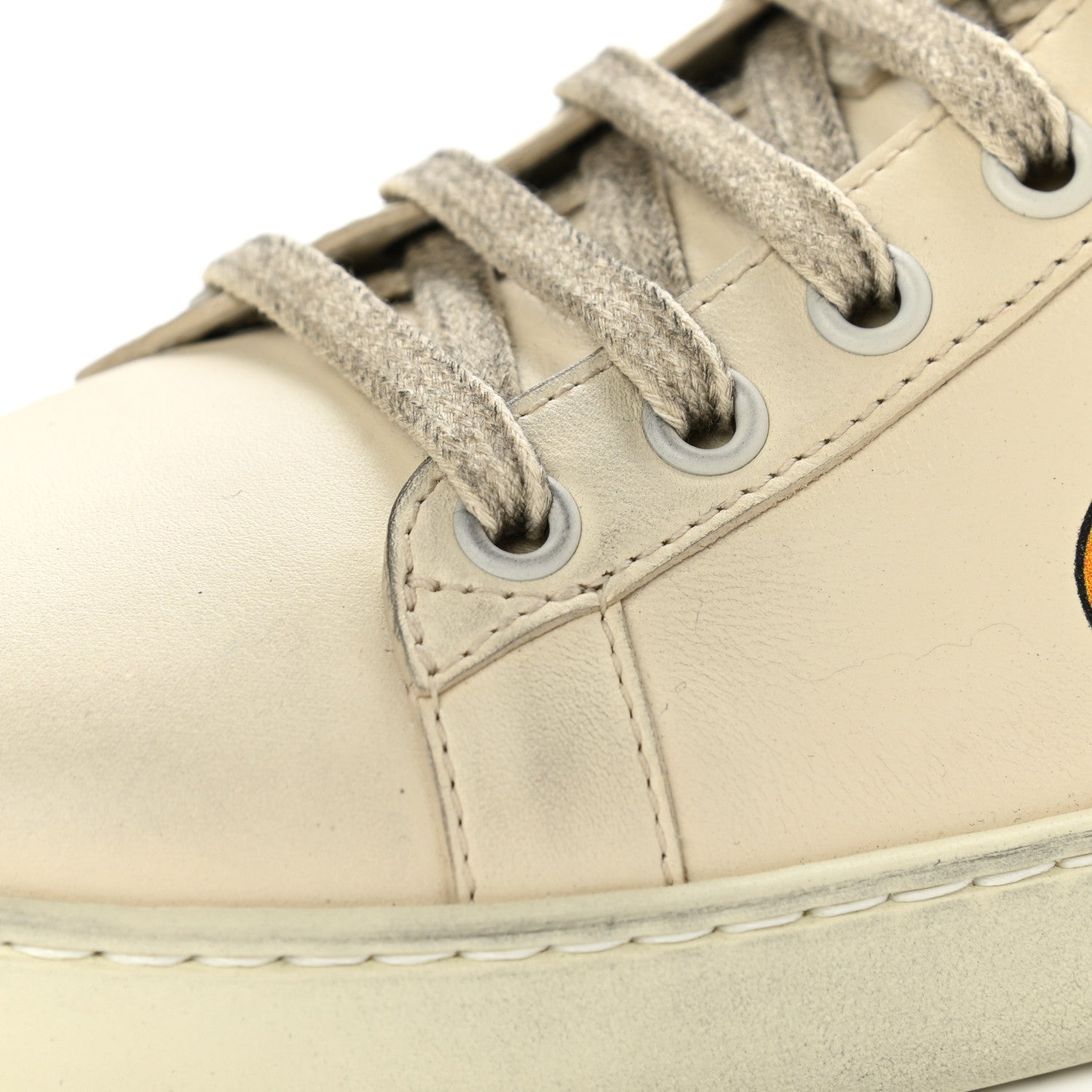 Gucci X DISNEY Miro Soft Calfskin Mickey Mouse Print Womens Ace Sneakers 38.5 Ivory Deep Orange 11 of 13