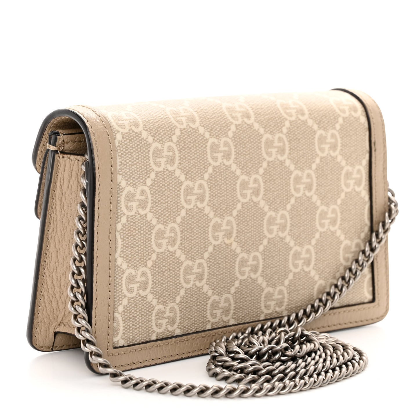 GG Supreme Monogram Textured Dollar Calfskin Super Mini Dionysus Shoulder Bag Beige Mystic White Oatmeal