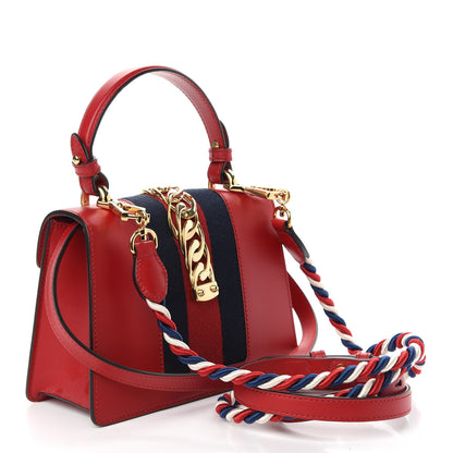 Gucci Calfskin Mini Sylvie Top Handle Bag Hibiscus Red 3 of 9
