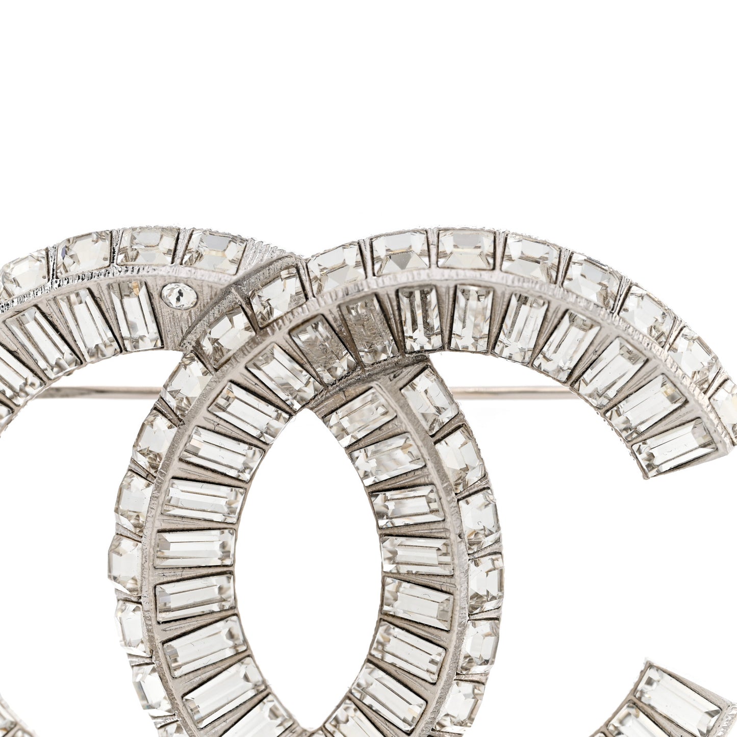 Baguette Crystal CC Brooch Silver