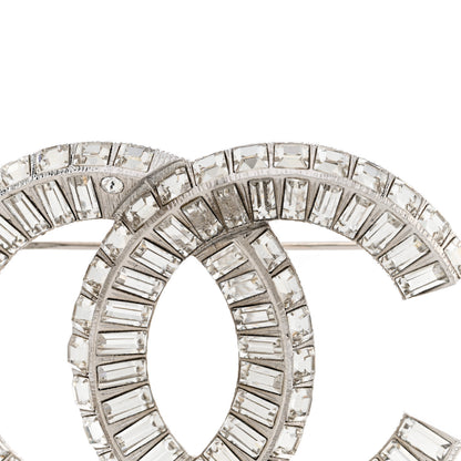 Chanel Baguette Crystal CC Brooch Silver 5 of 8