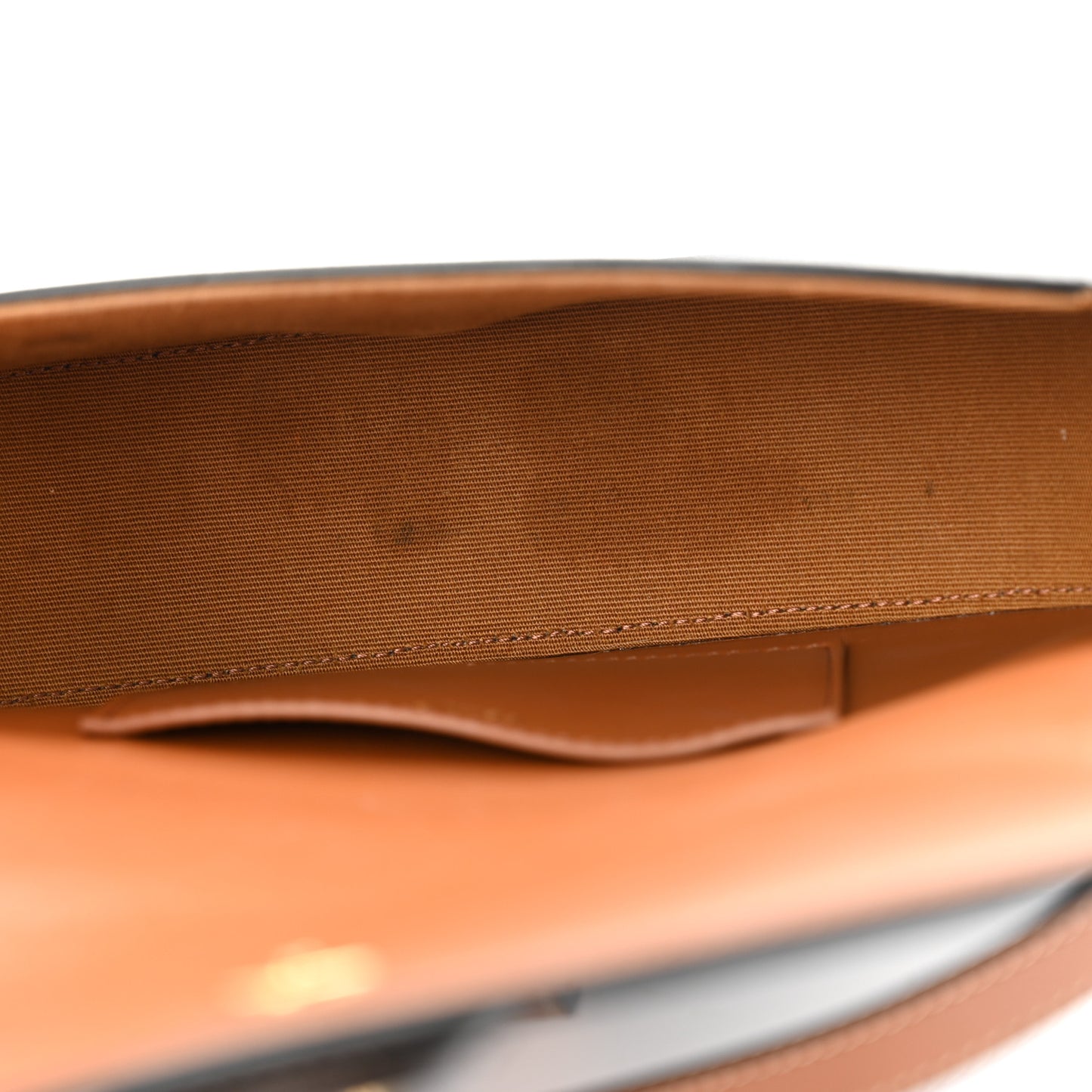Triomphe Canvas Calfskin Tabou Clutch on Strap Tan