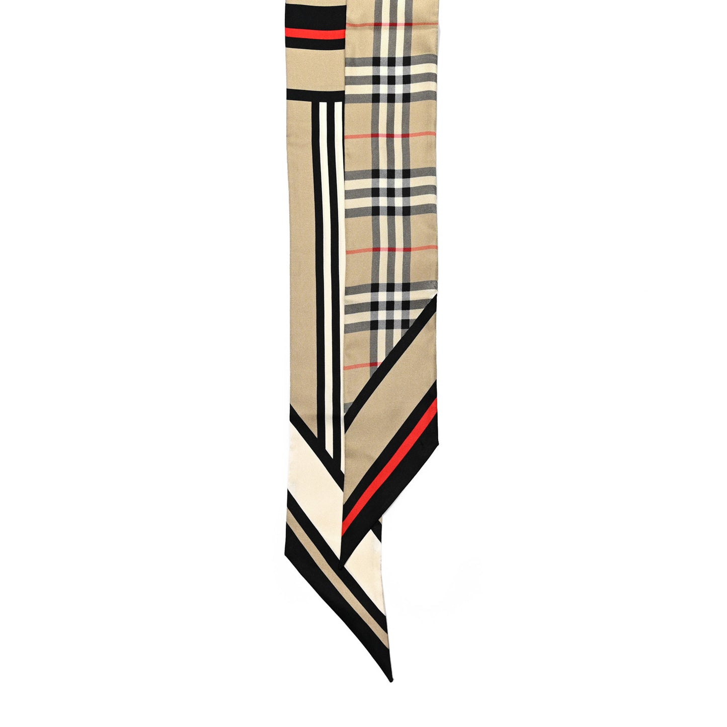Silk Montage Print Skinny Scarf Archive Beige