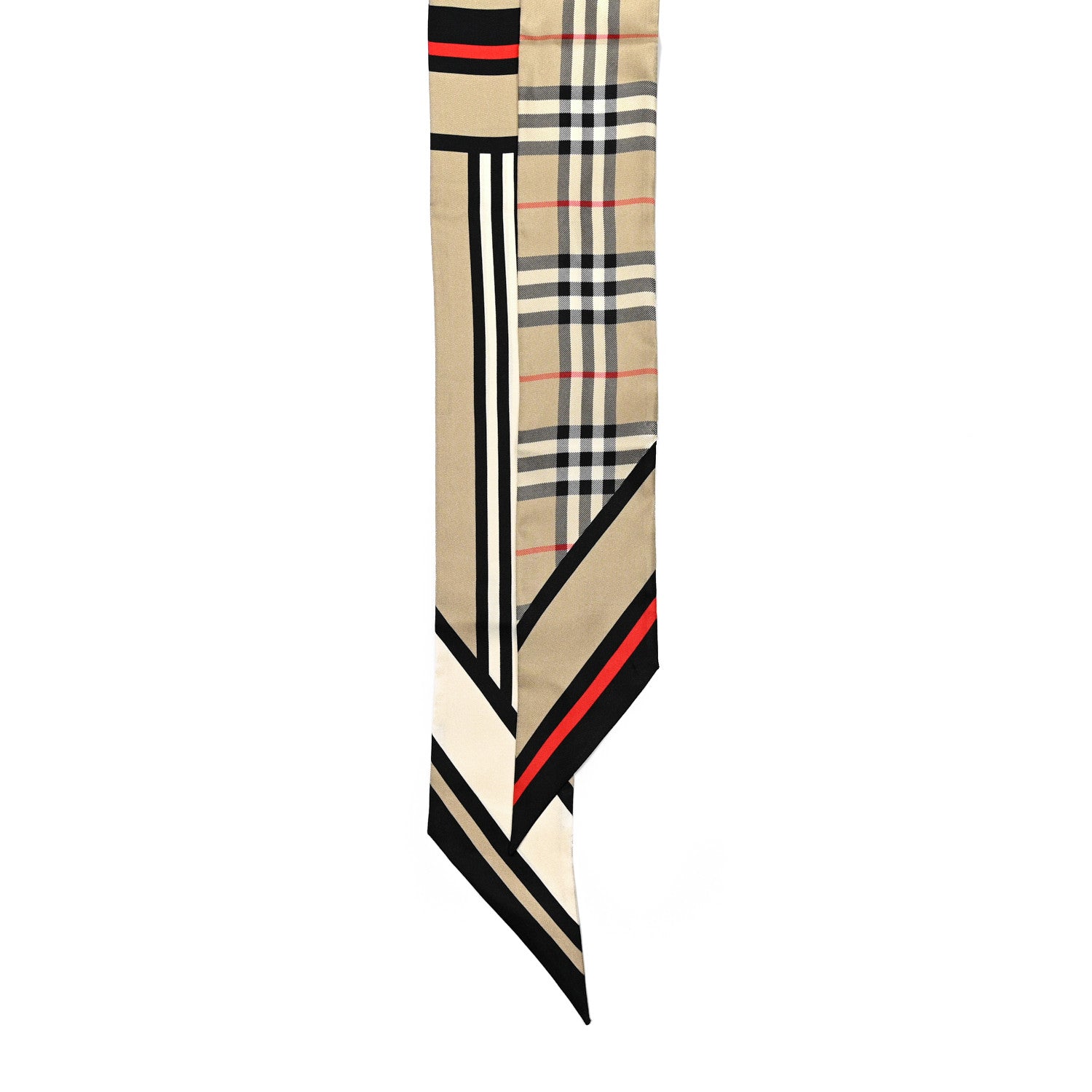 Burberry Silk Montage Print Skinny Scarf Archive Beige 2 of 3