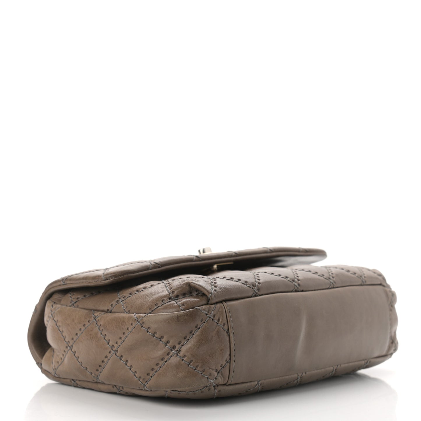 Calfskin Quilted Retro Chain Flap Dark Grey