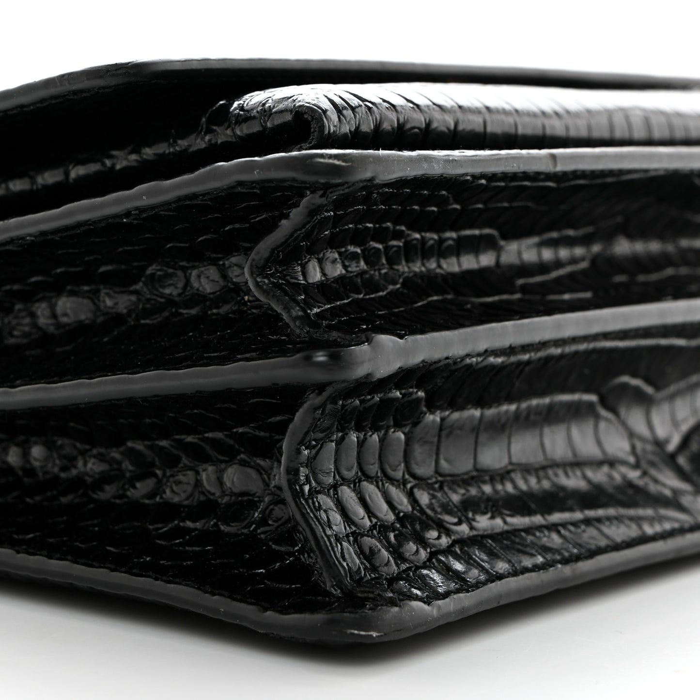 Calfskin Crocodile Embossed Medium Monogram Sunset Black