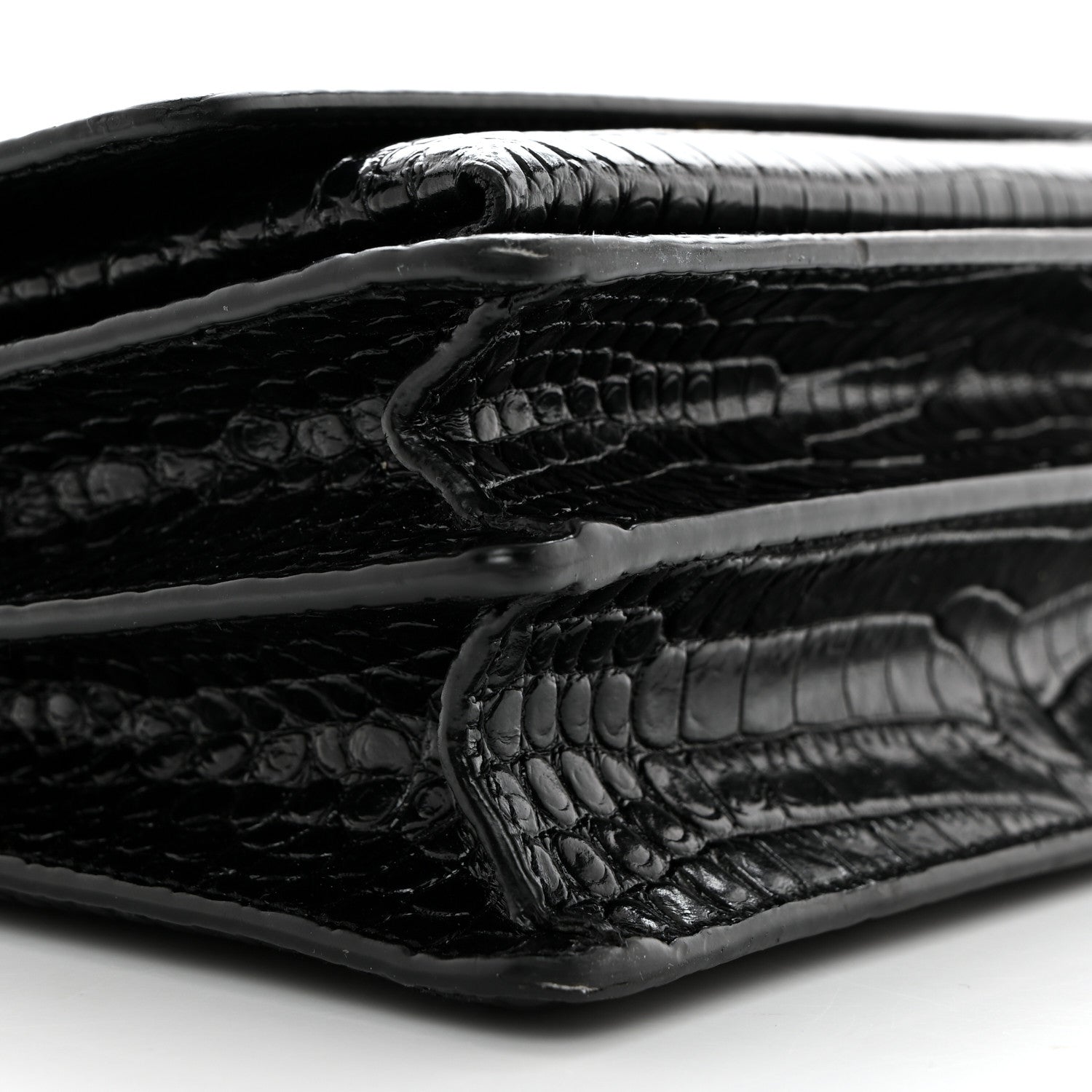 Saint Laurent Calfskin Crocodile Embossed Medium Monogram Sunset Black 10 of 11