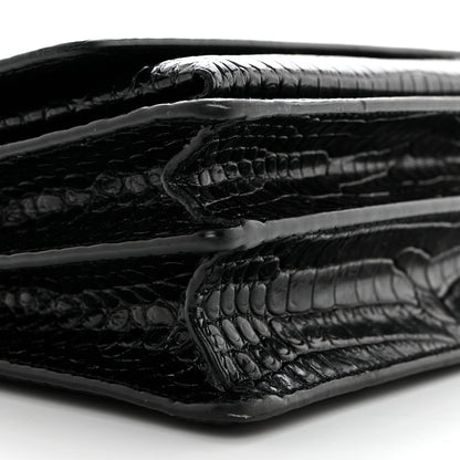 Saint Laurent Calfskin Crocodile Embossed Medium Monogram Sunset Black 10 of 11