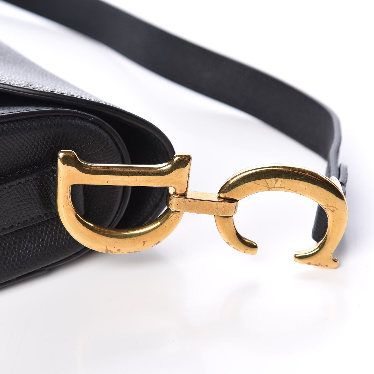 Grained Calfskin Saddle Bag Black
