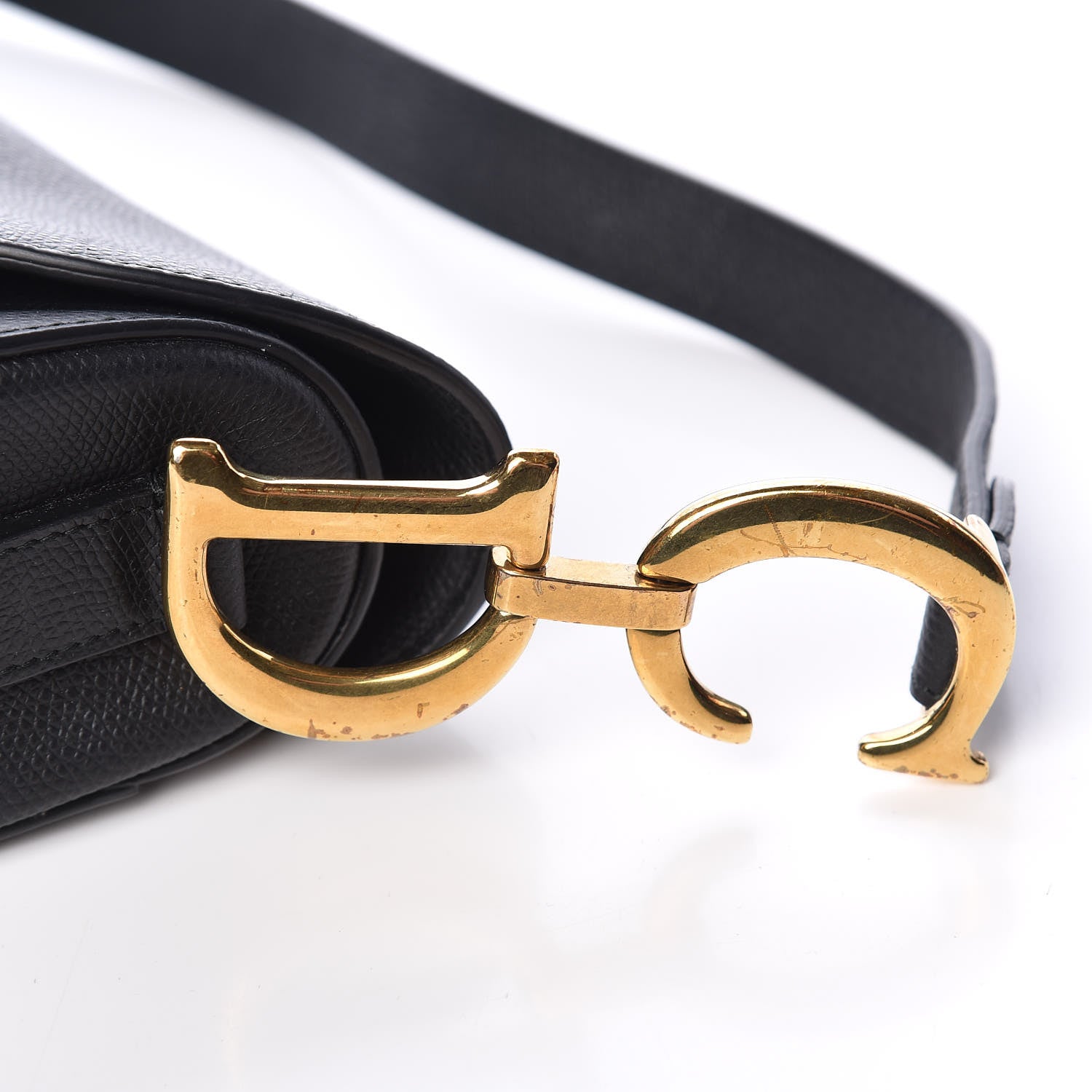 Christian Dior Grained Calfskin Saddle Bag Black 11 of 12