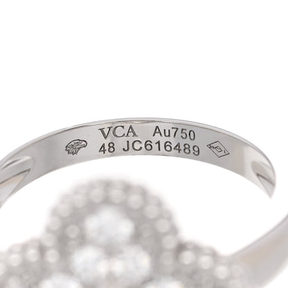 Van Cleef & Arpels 18K White Gold Diamond Vintage Alhambra Ring 48 4.5 5 of 6