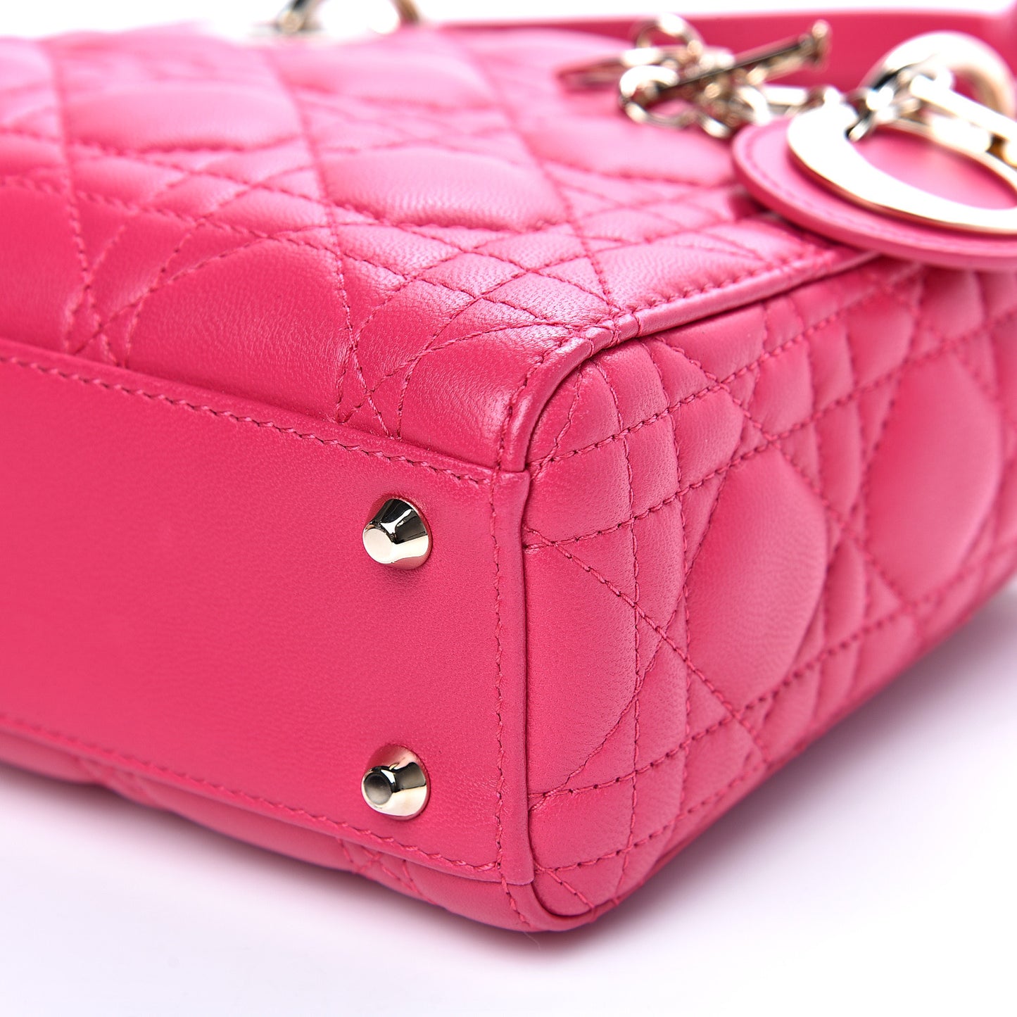 Lambskin Cannage Mini Lady Dior Fuchsia